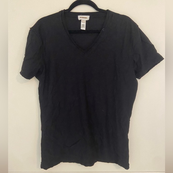 Diesel Men's Black Trim Fit Slub V-Neck Tee - Picture 3 of 5